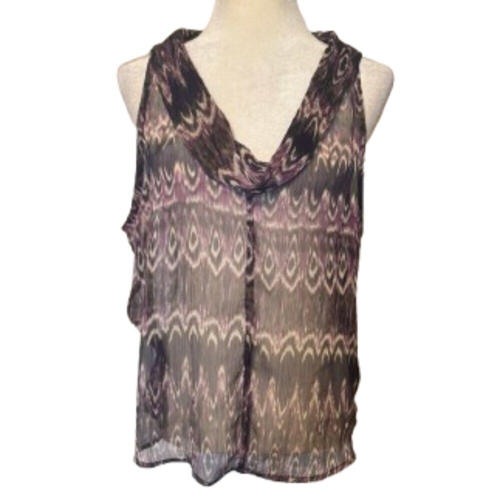 Converse One Star Sheer Purple Multi Color Sleeveless Women's Top XLarge